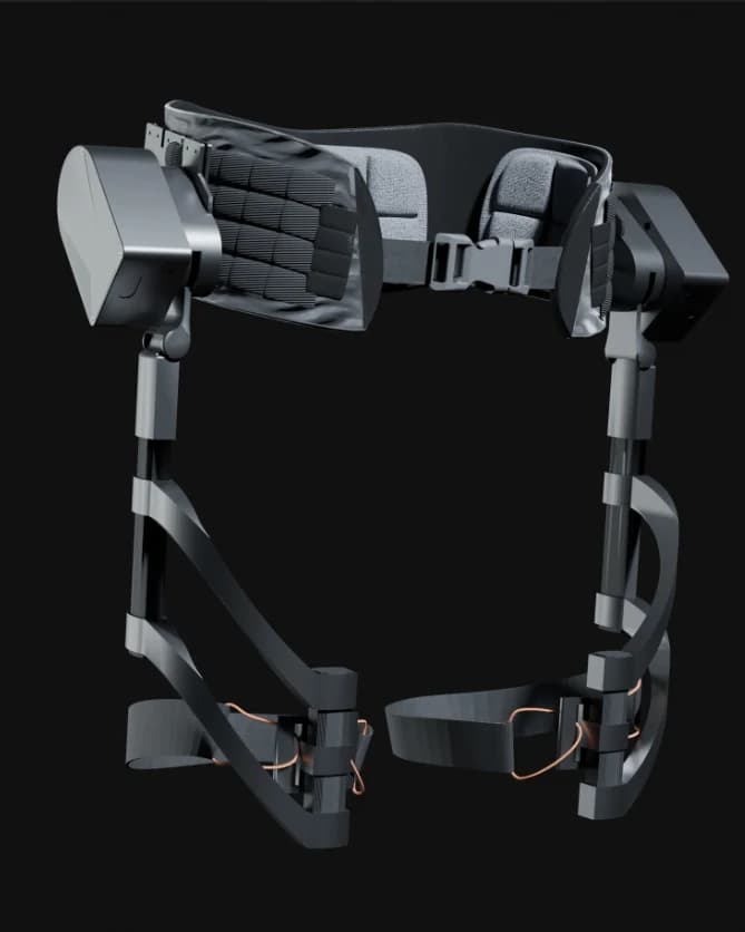 The Dovmant exoskeleton on a stand